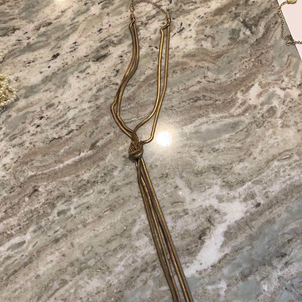 Antique brass rope necklace statement necklace